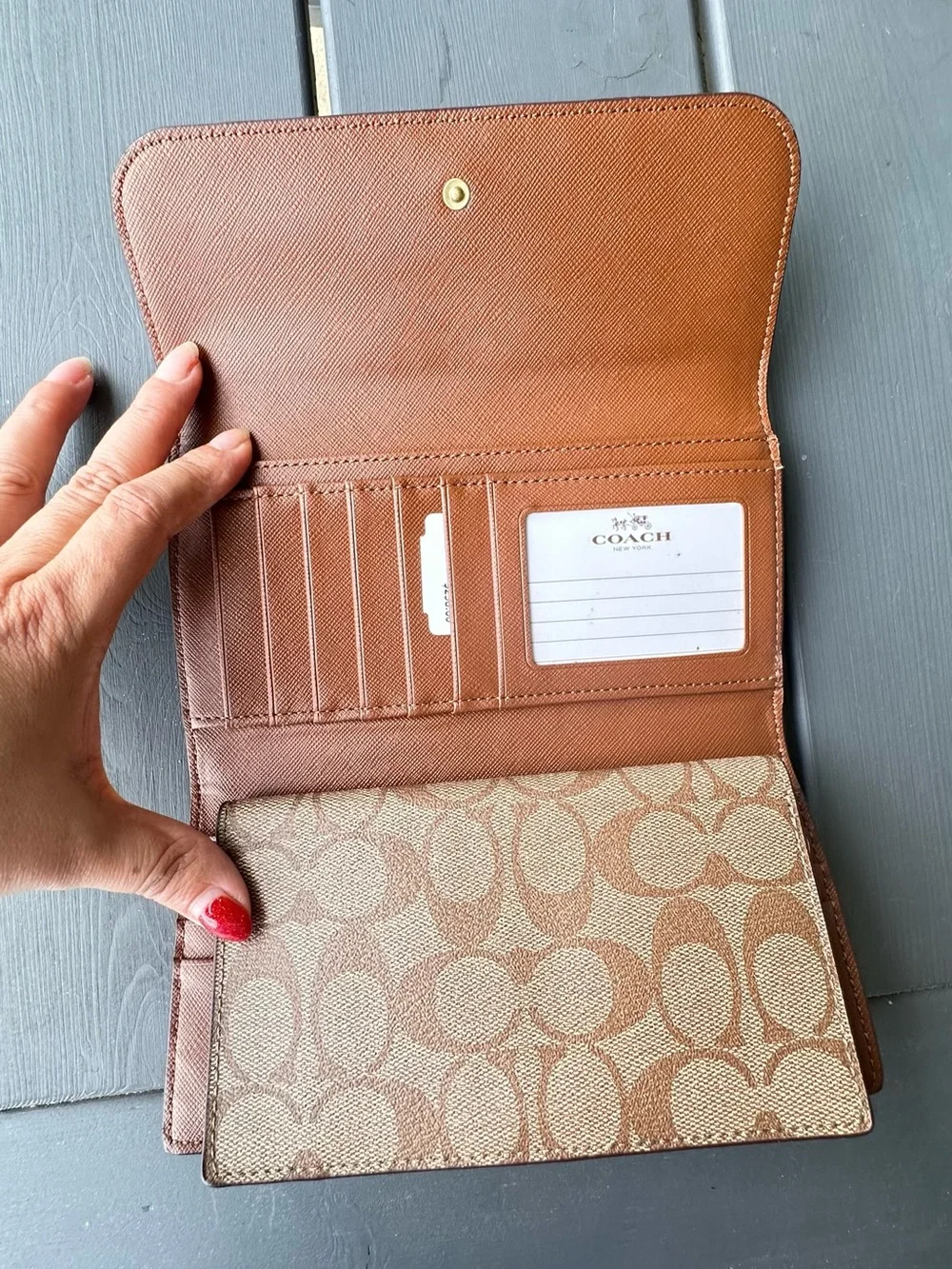 Coach Peyton Signature Checkbook Wallet. New